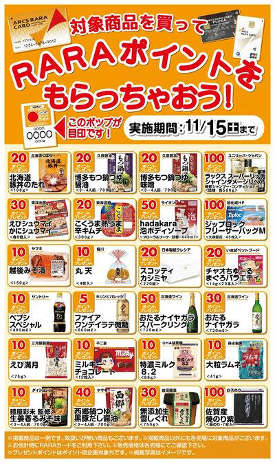 対象商品を買ってRARAポイントもらっちゃおう!10/16~11/15期間