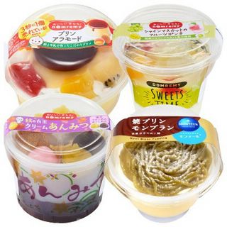 プリンアラモード/シャインマスカットのフルーツポンチ/秋の白玉クリームあんみつ/焼プリン(モンブラン)