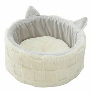猫丸型ベッド チェッカーボードアイボリー
