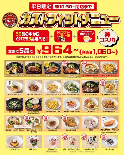 平日限定!神コスパ ガストフィットメニュ新登場!