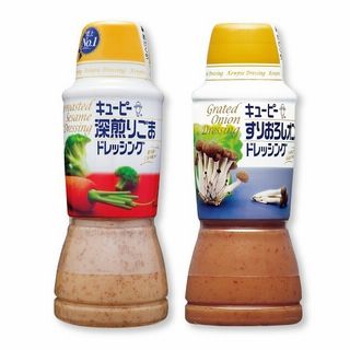 キユーピードレッシング(深煎りごま・すりおろしオニオン、各380ml)