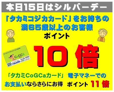 毎月15日はシルバーデー