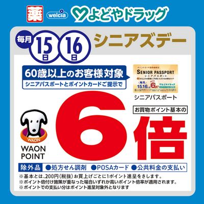毎月15日・16日シニアズデー