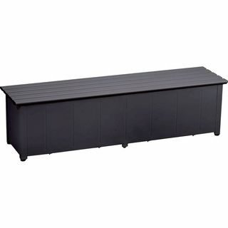 静かに開閉できるアルミ収納ベンチ ブラック 幅180cm 奥行45cm 高さ48cm