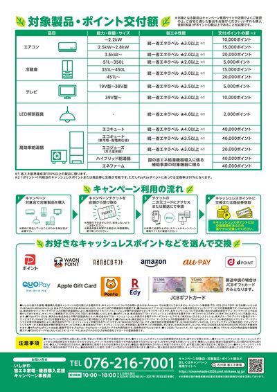 いしかわ省エネ家電・機器 購入応援キャンペーン(うら)