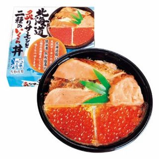 北海道炙りサーモンと二種いくら丼