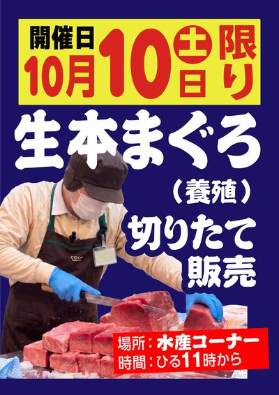 10/10限り! 生本まぐろ切りたて販売!! ひる11時より